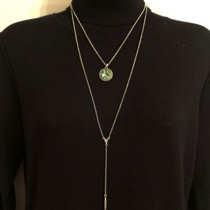 Lucky silver tone 2 strand necklace